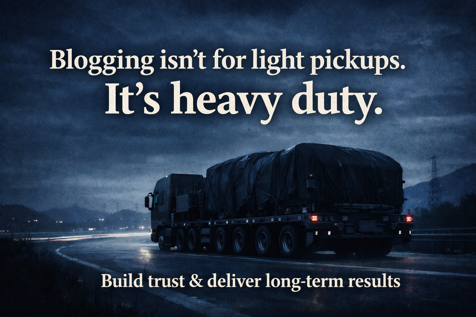 Conclusion First: Blogging Is a “Heavy Haul”—Not a Pickup Truck