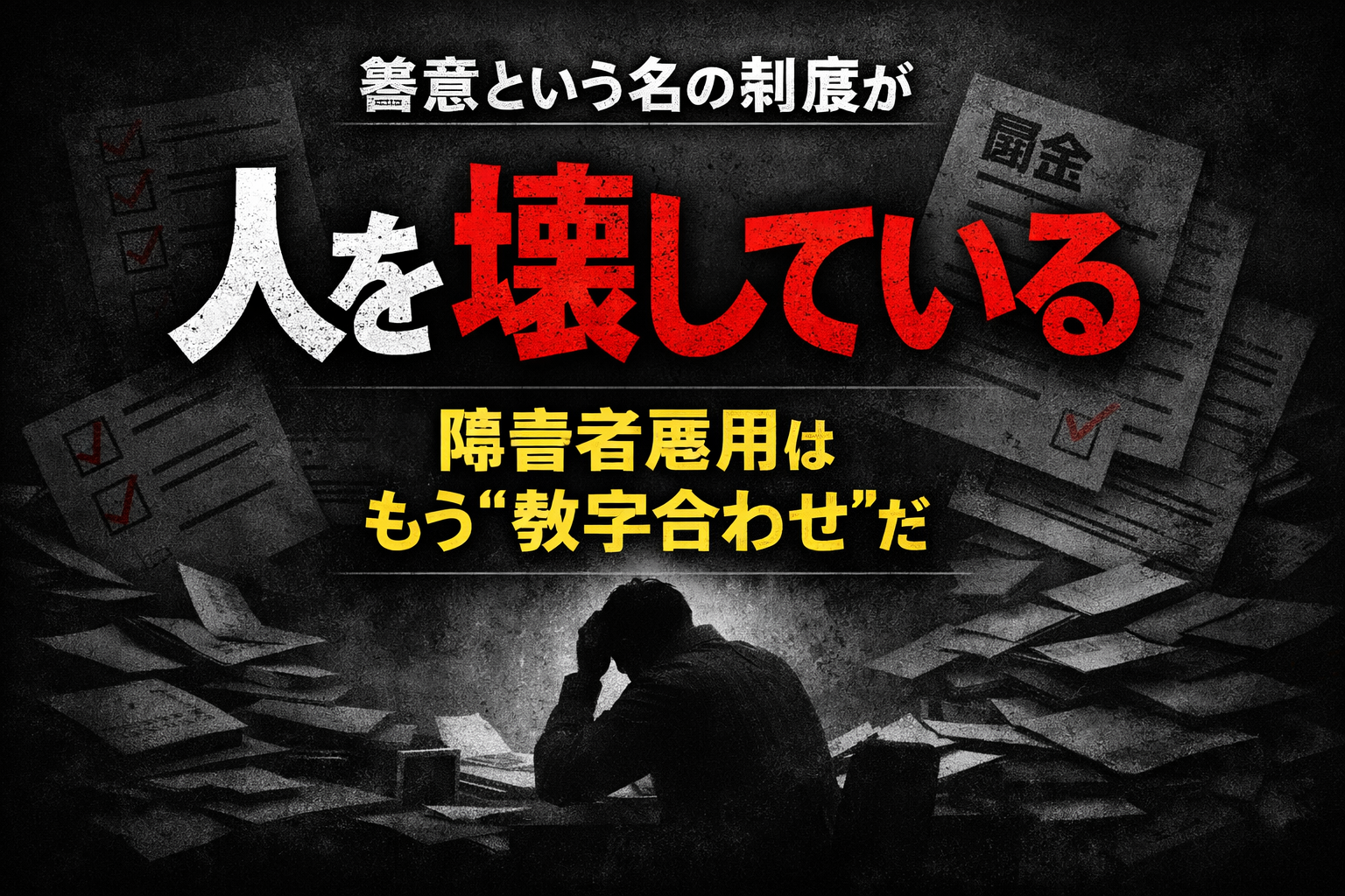 【完全版】善意という名の暴力:障害者雇用“罰金拡大”が中小企業と当事者を同時に壊す理由